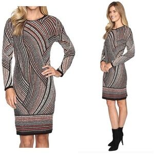 Nic + Zoe Smokey Lines Shift Midi Dress Size Medium